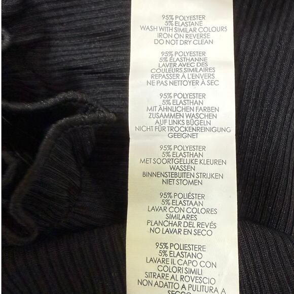 Nasty Gal Long Sleeve Crop Top Black Size Medium (8) Ribbed Ruffle Hem Stretch - Picture 8 of 10